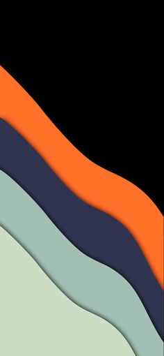 an orange, blue and white line is shown in the shape of a wave on a black background