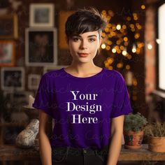 Purple Tshirt, Tee Mockup, Purple Tops, Pretty Females, Tshirt Mockup, Female Model, Shirt Mockup, Boho Stil, Mock Up