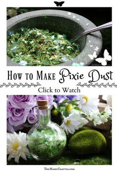 how to make pixe dust in a bottle with flowers and moss on the side