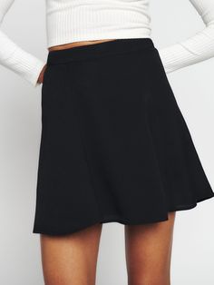 Wear the skirt. Shop the Flounce Skirt from Reformation, a relaxed fitting skirt with a fitted waist. European Summer Outfits, Flounce Skirt, Beautiful Skirts, Collar Sweater, Crepe Fabric, Cropped Sweater, Sweater Vest, Colorful Sweaters, New Dress