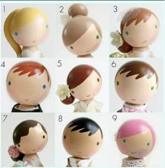 a series of photos showing different types of dolls