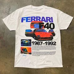 Unique Graphic Tees, Cool Shirts Women, 90s Graphic Tees, 90s Shirts Graphic Tees, Iconic Shirts, Graphic Tee Aesthetic, Vintage T Shirt Design, Vintage Ferrari, Vintage Shirt Design