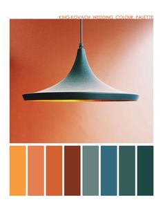 an orange and green color scheme for a pendant light