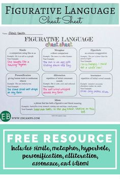 a poster with words and pictures on it that say,'figureative language '