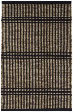 a black and brown striped rug with horizontal stripes