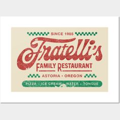 an old style restaurant sign with the word gratelli's family restaurant on it