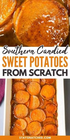 Impress your guests with this Southern candied sweet potatoes recipe. This Easy Southern Candied Sweet Potatoes recipe is homemade from scratch and baked in the oven. From there, you drizzle the dish in a thick caramelized syrup. Your Sunday dinners and soul food holiday events just got much so much tastier! Southern Candied Sweet Potatoes, Candied Sweet Potatoes Baked, Canned Sweet Potato Recipes, Baked Sweet Potato Casserole, Candied Sweet Potato Recipes, Easy Sweet Potato Recipes, Sweet Potato Oven, Sweet Potato Recipes Baked, Sweet Potatoes Recipe