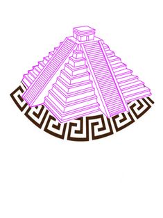 a drawing of a pyramid in pink and brown