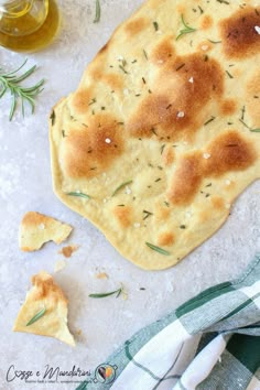 homemade flat bread with herbs on top