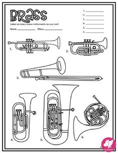 Music Coloring Pages: Instrument Families of the Orchestra Orchestra Instruments, Different Musical Instruments, Instrument Families Activities, Musical Instruments Coloring Pages, Orchestra Instruments Printables, Piano Quotes, Music Coloring Sheets, Instruments Of The Orchestra, Music Education Activities