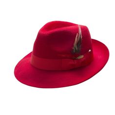 Red Fur-Felt Pinch Fedora Hat H48 Brim Size 2" 1/8 Crown Size 4" 3/8 CHECK OUT THIS COLLECTION Size: Large (7 1/4 - 7 3/8). Classic Red Hat For Fall, Red Short Brim Top Hat For Fall, Classic Red Fall Hat, Red Fedora Winter Hat, Classic Red Hat With Flat Bill, Classic Red Fedora With Wide Brim, Classic Red Fedora Hat, Red Flat Brim Hat For Fall, Classic Red Wide Brim Fedora