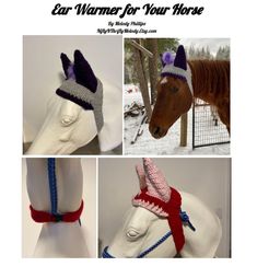 Ear warmer for your horse! A lot of fun and lots of variation possible! Parachute clip keeps it in place. Please message me if the pattern isn't making sense to you! I would love to make it better! If you're looking for the finished product, please check me out NiftyNThriftyMelody.Etsy.com Crochet Pattern Ear Warmer, Crochet Ear Muffs, Horse Crochet, Crochet Horse, Ear Muffs, Ear Warmer, Crochet Diy, Needle Arts, Earmuffs