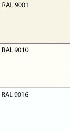 three different shades of white paint with the names ral 9010 and ral 9016