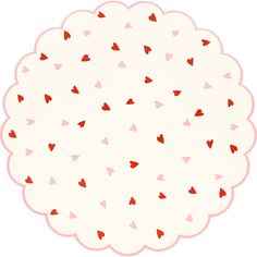 a white cloud with red and pink hearts on it