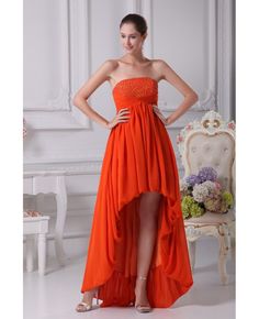 Shop best price simple strapless beaded orange prom dress short in front long in back online. Free Shipping and Custom-made. Pro since 2009. Orange Formal Dress, Orange Formal Dresses, Orange Prom Dresses, Prom Dress 2014, Prom Dresses 2016, Strapless Evening Dress, High Low Prom Dresses, Floral Prom Dresses, Strapless Prom Dress