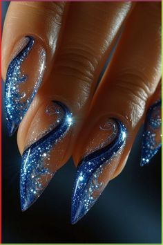 Blue Makeup Ideas, Baby Blue Nails, Chrome Nails Designs, Fancy Nails Designs, Blue Nail Art, Christmas Nail Art Designs, Blue Nail Designs, Blue Nail, Nail Designs Glitter