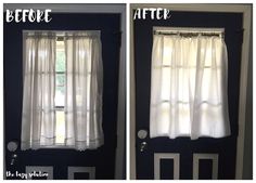 before and after pictures of curtains on the front door