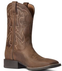 From Ariat&#x2C; the Men's Sport Outdoor Western Boots feature: Premium full-grain leather upperSynthetic mesh lining4LR™ lightweight stabilizing shank for supportLightweight comfort molded EVA insoleDuratread™ sole for maximum wearSix-row stitch pattern with deer skull embroideryApprox 11" shaft heightApprox 1.5" Horseman heelWide square toeImported. Mens Cowboy Hats, Womens Cowgirl Boots, Womens Work Boots, Handcrafted Boots, Wedding Boots, Deer Skull, Sport Outdoor, Cowgirl Hats, Kids Outerwear