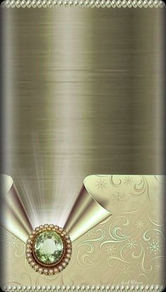 an elegant background with pearls and a jeweled brooch on the center in gold