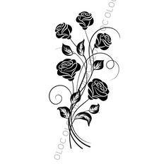 a black and white drawing of some flowers