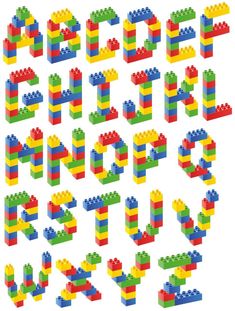 the letters made out of lego blocks