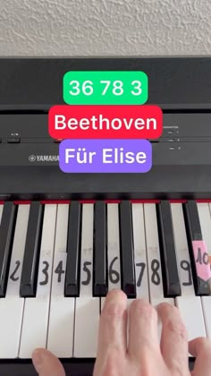 someone is playing the piano with their name on it's sticker that says, beethoven fur elise