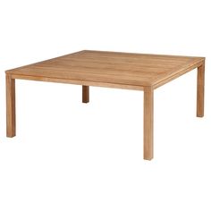 a square wooden table on a white background