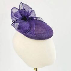 Purple Button Hat with Loops - Imogen's Imagination Mother Of The Bride Hats, Royal Ascot Hats, Occasion Hats, Ascot Hats, Purple Hats, Jewel Colors, Elegant Hats, Cocktail Hat, Pick And Mix