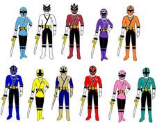 the power rangers are all different colors and sizes