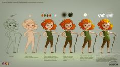 an image of a woman with red hair and four different poses for her character creation