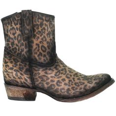 This bootie will be a fabulous addition to your wardrobe with a leopard print upper, a zipper closure, a low heel, and a round toe. This Leopard print bootie is that stylish western statement piece you have been looking for. Size: 7 Toddler.  Color: Brown.  Gender: female.  Age Group: adult.  Pattern: cheetah. Womens Fall Boots, Brown Casual Boots, Corral Boots Womens, Cowboy Casual, Cowboy Ankle Boots, Leopard Print Booties, Leopard Print Boots, Corral Boots, Casual High Heels