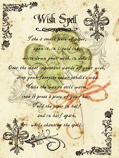 Wish Spells That Actually Work, Stary Papier, Halloween Spell Book, Wish Spell, Halloween Spells, Book Of Spells, Halloween Forum, Spells For Beginners