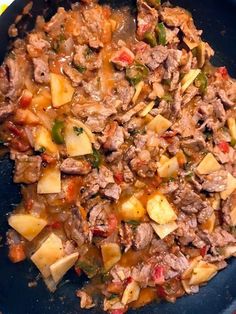 the food is prepared and ready to be cooked in the skillet on the stove