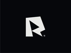 the letter r is made up of white letters on a black background, with an arrow pointing