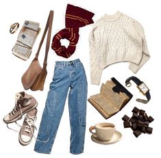 Hogwarts Student Aesthetic Outfits, Harry Potter Outfit Inspired, Hogwarts Shifting Clothes, Winter Harry Potter Outfits, Hermione Granger Outfits Hogwarts, Hermione Granger Closet, Hogwarts Clothing Aesthetic, Outfit Ideas Hogwarts, Hogwarts Style Inspired Outfits