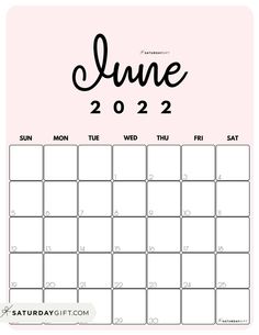 the june 2021 calendar is shown in black and white with pink background, it's been