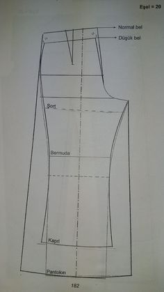 an image of a sewing pattern for a dress with measurements on the front and back