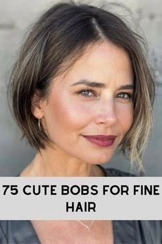 Medium Haircuts For Women With Fine Hair, Short Hair Ideas For Fine Hair, Long Face Fine Hair Hairstyles, Short Hairstyle Brown Hair, Bobs Haircuts For Fine Hair, Short Bob Thinning Hair, Very Short Bobs For Fine Hair, Medium Bob For Fine Hair, Short Layered Fine Hair