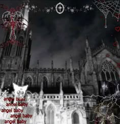 an image of a gothic castle at night with the caption's name below it