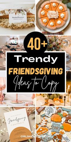 a collage of photos with the words 40 trendy friends giving ideas to copy