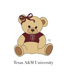 the texas a & m university teddy bear with a bow on it's head