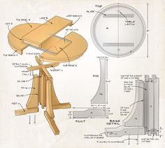 the plans for a table and chair are shown