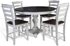 a white and black table with four chairs