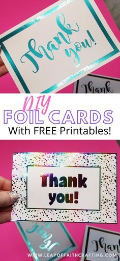 handmade thank you cards with free printables on the front and back side