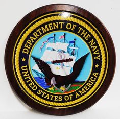 the department of the navy seal is on display