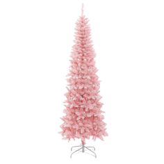 a pink christmas tree on a white background