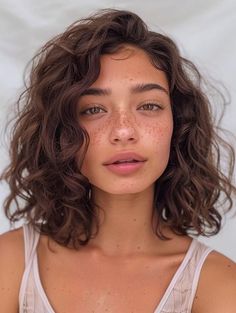 Bob With Natural Waves, Shoulder Length Haircuts Wavy Hair, Short And Wavy Haircuts, Curly Haircuts Square Face, Curly Layer Haircut, 2b Wavy Hair Haircuts Medium, Short Frizzy Wavy Hair, Wavy Haircut Inspiration, Big Curly Bob