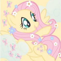 the pinkie pony has long hair and blue eyes