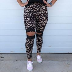 Cut-out lace detail Leopard Lace Cut-Out Leggings We feel these are running a size small, we suggest sizing up one size for great fit. 90% Polyester, 10% Spandex ﻿Solid Black Cut-Out Leggings ﻿﻿We feel fit True To Size! Cut Out Leggings, Black Leggings, Lace Detail, Solid Black, Harem Pants, Cut Out, Leggings, Spandex, Running