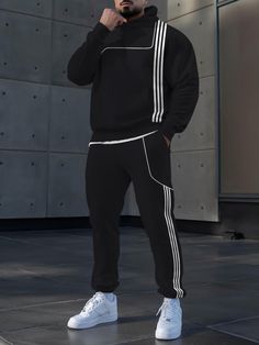 Men Tracksuits Outfits, Fleece Tracksuit For Sports Season Streetwear, Tracksuit For Men Sports, Men’s Tracksuit Outfit, Men’s Tracksuit, Sportswear Outfits, Polo Suits, Fashion Suits For Men